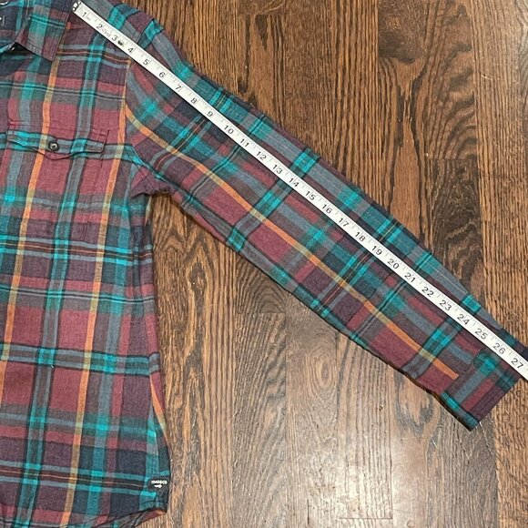 Toad&Co Re-Form Flannel Shirt M Green Purple Herringbone Eco-Friendly - Picture 4 of 8